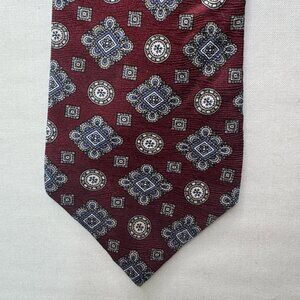 Christian Dior 100% Silk Burgundy Medallion Tie | Italian Woven Fabric
